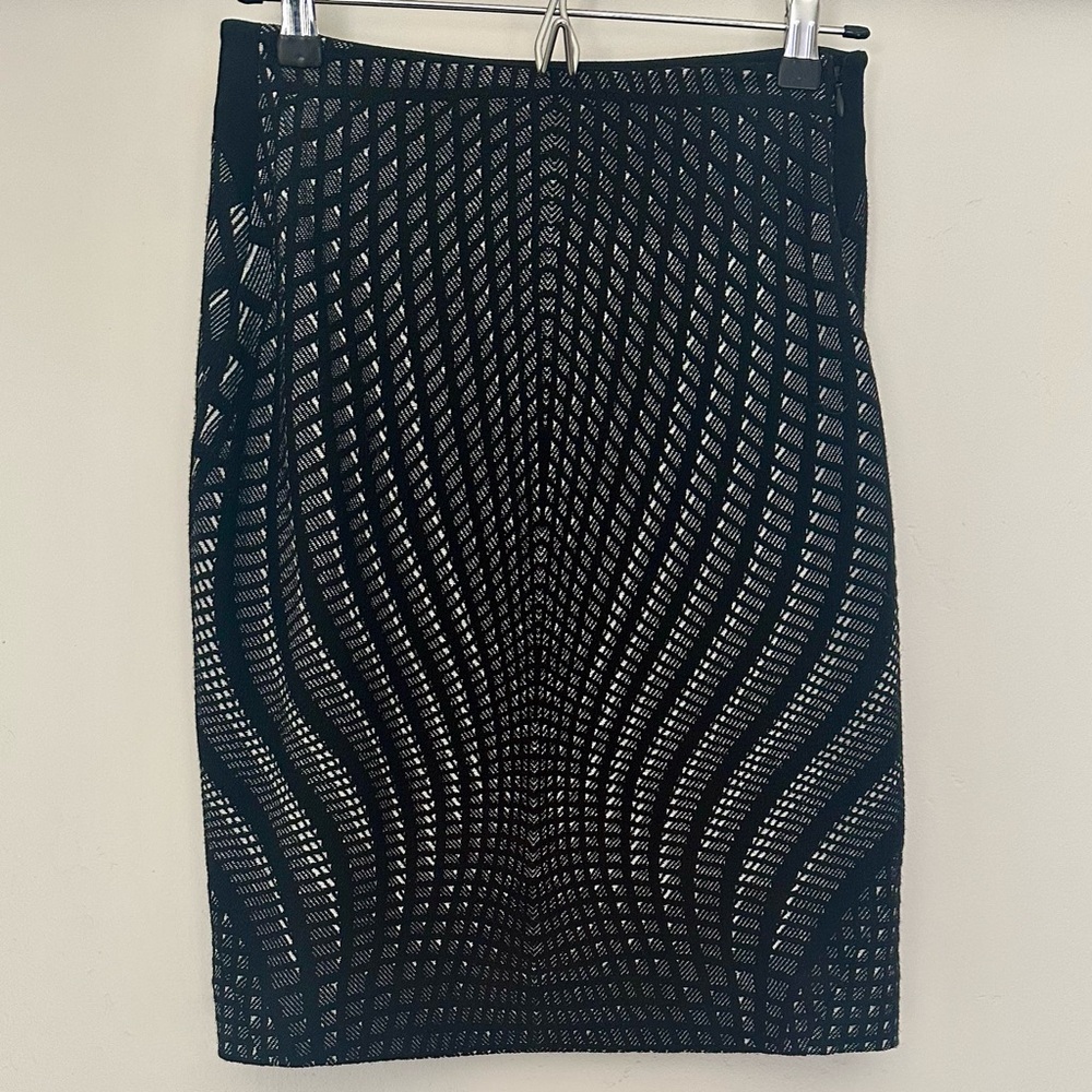 Diane Von Furstenberg Black and White Geometric Pencil Skirt